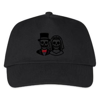 Hochzeit Skelett Braut Bräutigam Ehepaar - Kinder Basecap - Schwarz - Vorne