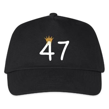 Golden crown over number 47 design - Kids’ Baseball Cap - black - Front