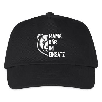 Werdende Mutter MAMA BÄR IM EINSATZ Lustiges - Kinder Basecap - Schwarz - Vorne