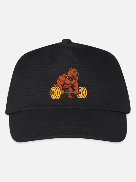 Muskulöses Bulldoggen-Gewichtheber-Design - Kinder Basecap - Schwarz