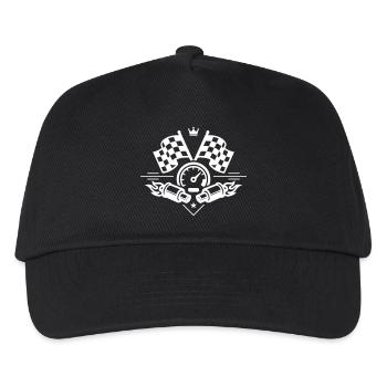 Rennflagge Auspuff Tacho - Kinder Basecap - Schwarz - Vorne