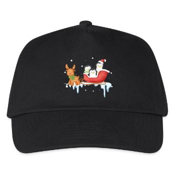 Pinguinschlittenfahrt im Winter Wonderland - Kinder Basecap - Schwarz - Vorne