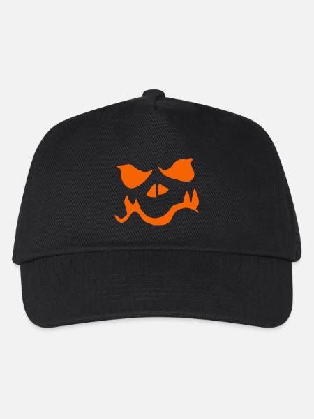 Minimalistisches Kürbisgesicht Halloween - Kinder Basecap - Schwarz
