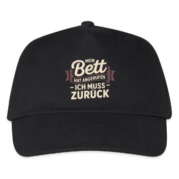 Mein Bett hat angerufen – Ich muss zurück - Kinder Basecap - Schwarz - Vorne