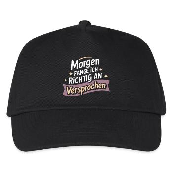 Tomorrow I'll start right – I promise - Kids’ Baseball Cap - black - Front