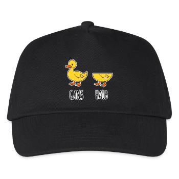 Gans - Halb - Ganze Gans halbe Gans Flachwitz HAHA - Kinder Basecap - Schwarz - Vorne