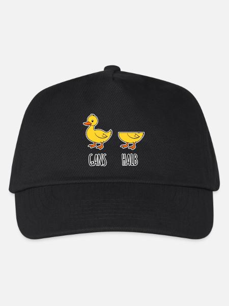 Gans - Halb - Ganze Gans halbe Gans Flachwitz HAHA - Kinder Basecap - Schwarz