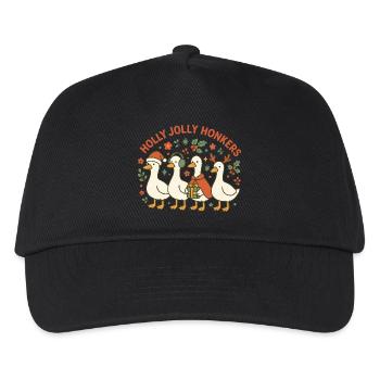 Weihnachtsgans Holly Jolly Honkers Fun Design - Kinder Basecap - Schwarz - Vorne
