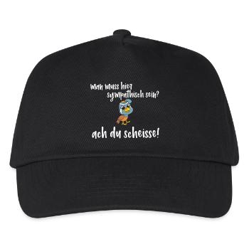 Frecher Vogel Spruch - man muss sympatisch sein? - Kinder Basecap - Schwarz - Vorne