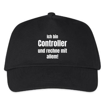 Ich bin Controller – rechne mit allem - Kinder Basecap - Schwarz - Vorne