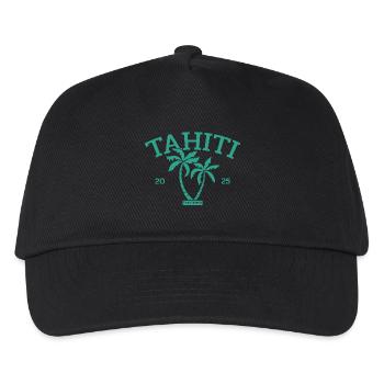 Tahiti - Palme - Palmen - French Polynesia Strand - Kinder Basecap - Schwarz - Vorne