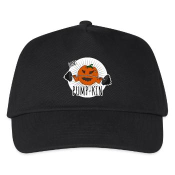 Pump-kin - Kürbis geht im Fitnessstudio trainieren - Kinder Basecap - Schwarz - Vorne