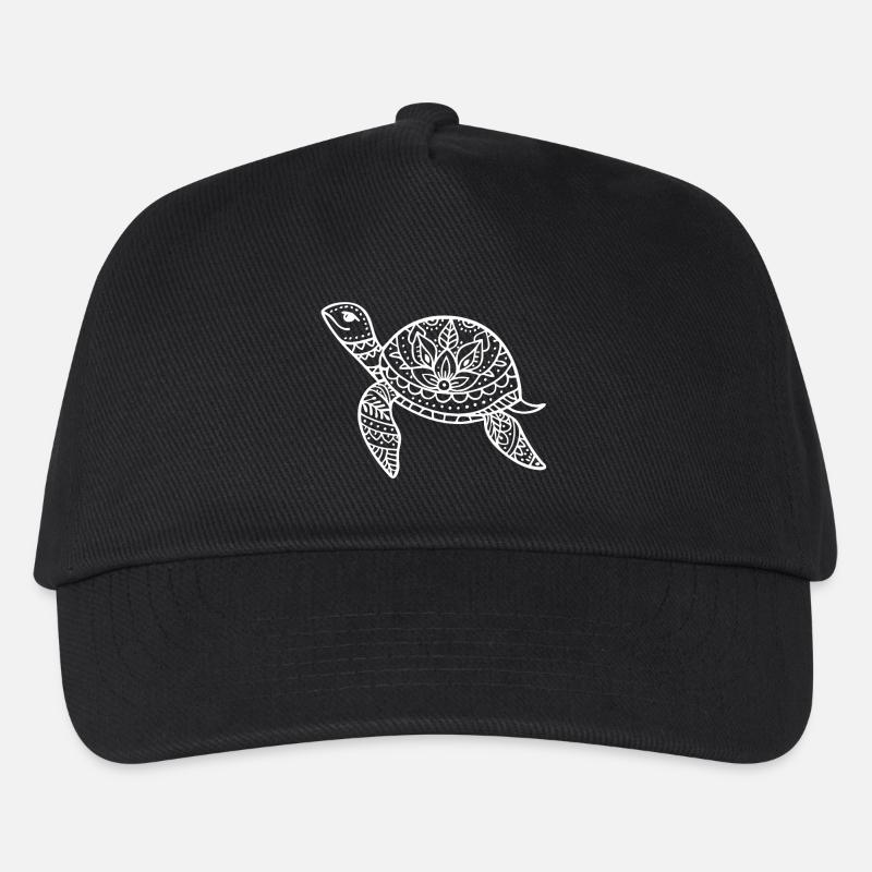 Boho Schildkröte mit Musterpanzer - Kinder Basecap - Schwarz