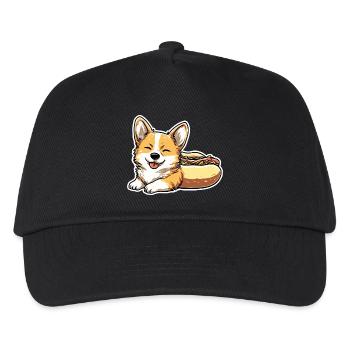 Cute Corgi Hot Dog Bun Sticker - Kids’ Baseball Cap - black - Front