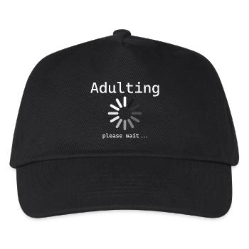 Adulting Bitte Warte Loading - Kinder Basecap - Schwarz - Vorne