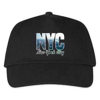 NYC Skyline Blockbuchstaben - Kinder Basecap - Schwarz - Vorne