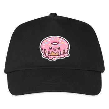 Kawaii Donut mit Zuckerguss - Kinder Basecap - Schwarz - Vorne
