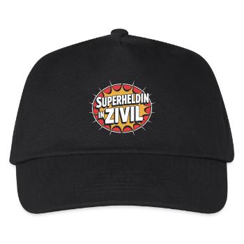 Superheldin In Zivil Superhero Superhelden Kostüm - Kinder Basecap - Schwarz - Vorne