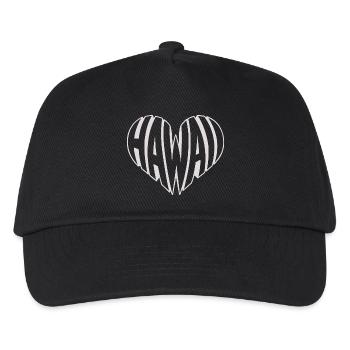 Hawaii, Hawai kantiges Herz Typo - Kinder Basecap - Schwarz - Vorne
