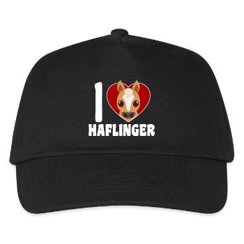 Ich liebe Haflinger - Herz - Kinder Basecap - Schwarz - Vorne