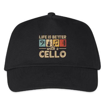 Cellospieler, Orchester, Musiker, Cellist, - Kinder Basecap - Schwarz - Vorne