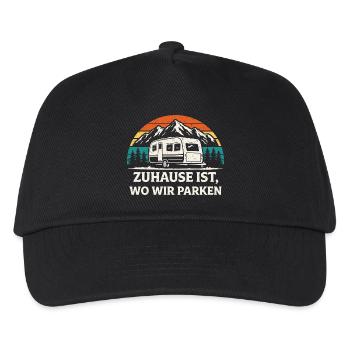 Zuhause ist wo wir parken Camping Shirt - Kinder Basecap - Schwarz - Vorne