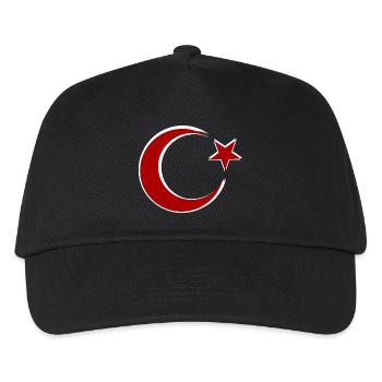 Roter Mond-Stern Motiv Türkei - Kinder Basecap - Schwarz - Vorne