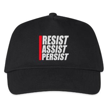 Resist Assist Persist Aktivismus Motivation Logo - Kinder Basecap - Schwarz - Vorne