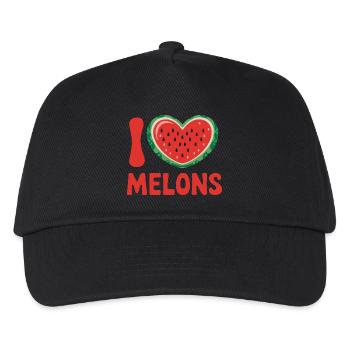 I Love Melons Herz Wassermelone Sommer Spaß - Kinder Basecap - Schwarz - Vorne