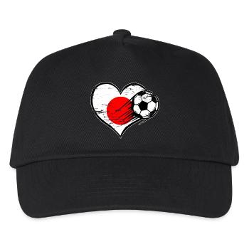 Japan Flagge Fußball mit Herz used - Kinder Basecap - Schwarz - Vorne