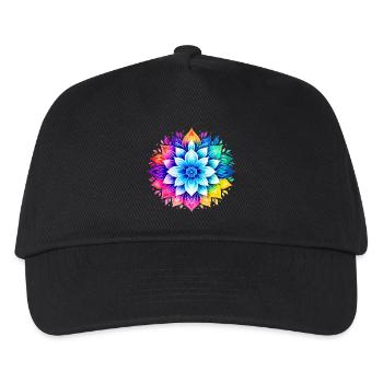 Bunte Boho Mandala Blume - Kinder Basecap - Schwarz - Vorne