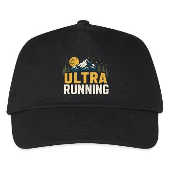 Ultra Running Moonlit Mountains Typography - Kids’ Baseball Cap - black - Front