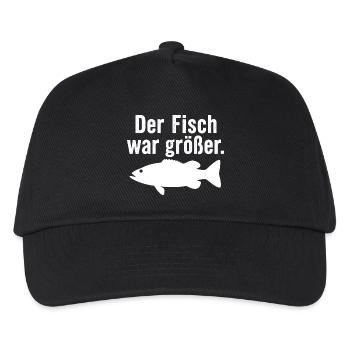 Der Fisch war größer Lustiger Anglerspruch Angel - Kinder Basecap - Schwarz - Vorne