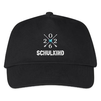 Schulkind 2026 Herz Pfeile weisses Design - Kinder Basecap - Schwarz - Vorne