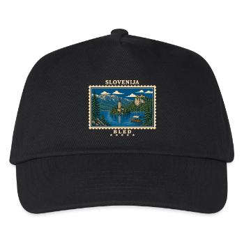 Slowenien Bled Vintage Reisemarke - Kinder Basecap - Schwarz - Vorne