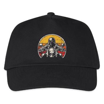 Motard rétro au coucher du soleil - Casquette de baseball Enfant - noir - Devant