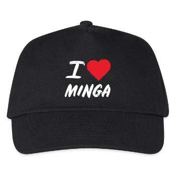 I love Minga – München bayerisch Herz Spruch - Kinder Basecap - Schwarz - Vorne
