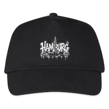 Hamburg Skyline, Hamburg City, Hamburg Harbor, Ham - Kinder Basecap - Schwarz - Vorne