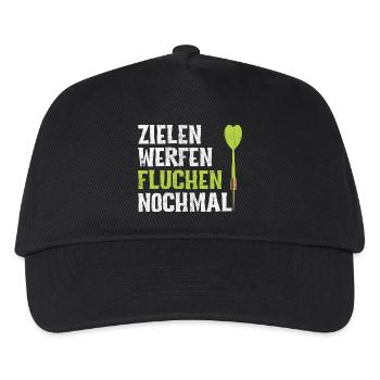 Darts Zielen Werfen Fluchen Nochmal Dart Spruch - Kinder Basecap - Schwarz - Vorne