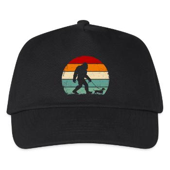 Bigfoot Walking a Dog Funny Dachshund - Kinder Basecap - Schwarz - Vorne