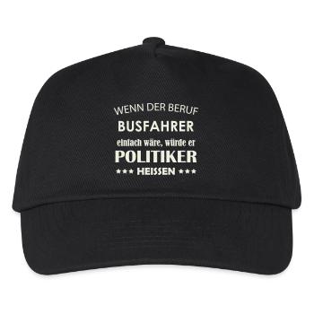 Beruf Busfahrer vs Politiker Karikatur - Kinder Basecap - Schwarz - Vorne