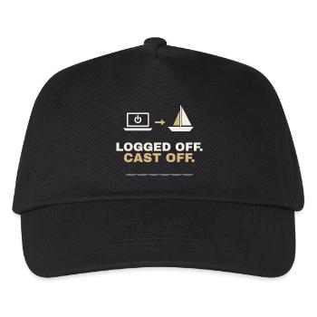 Logged Off. Cast Off. – Segler Shirt - Kinder Basecap - Schwarz - Vorne