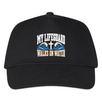 Mein Rettungsschwimmer geht auf dem Wasser, christlicher Jesus Fait - Kinder Basecap - Schwarz - Vorne