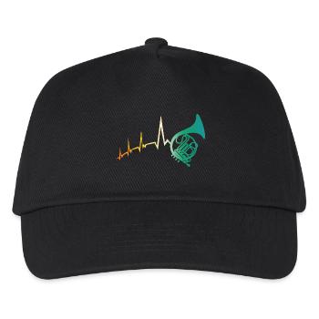 Horn player heartbeat French horn - Kids’ Baseball Cap - black - Front