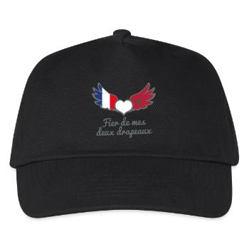 Binationalités France Maroc FrancoMarocain - Casquette de baseball Enfant - noir - Devant