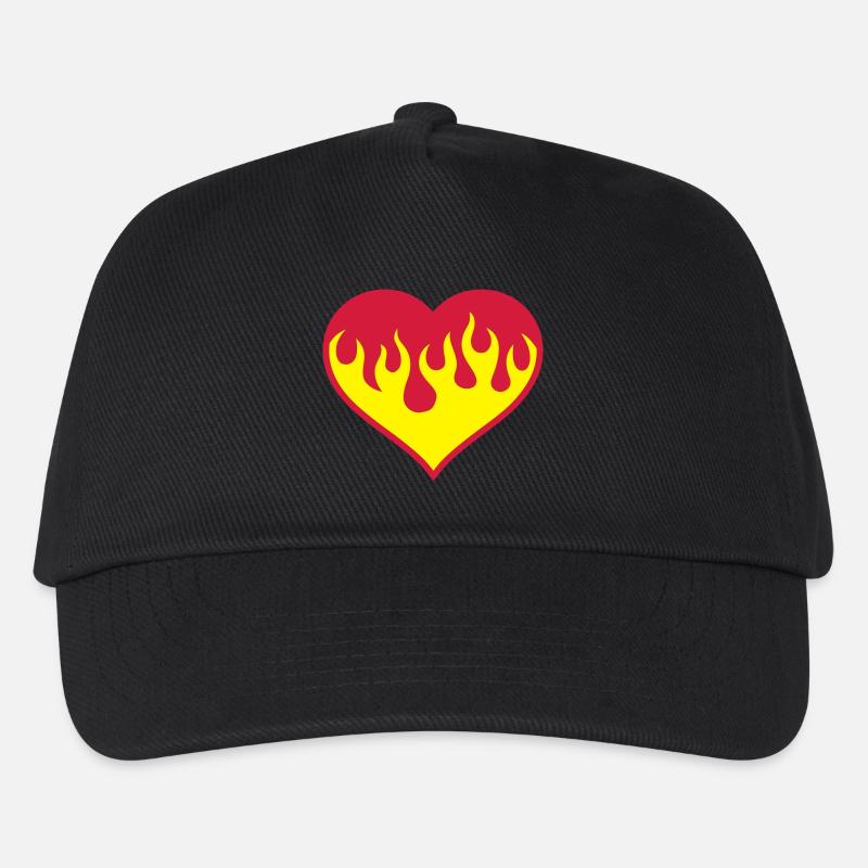 Flammendes Herz - Kinder Basecap - Schwarz