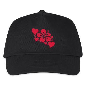 hibiscus with hearts - Kids’ Baseball Cap - black - Front