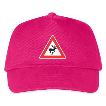 Hirsch Verkehrsschild - Kinder Basecap - Fuchsia - Vorne