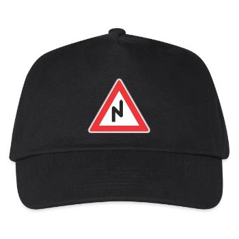 Verkehrsschild Zick-Zack-Weg rechts - Kinder Basecap - Schwarz - Vorne