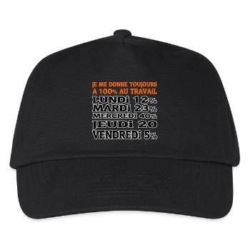 100% at work - Kids’ Baseball Cap - black - Front